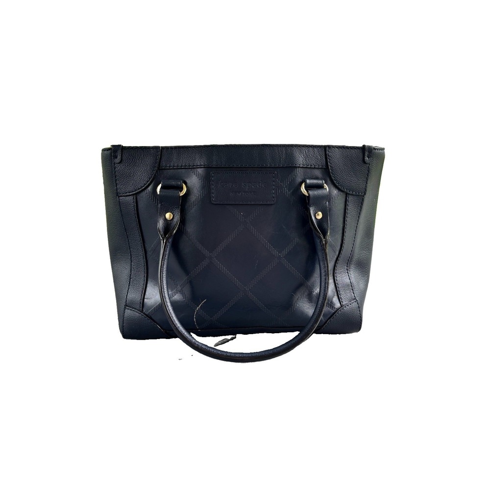 👜 Kate Spade Navy Blue Quilted Leather Satchel Bag Triple Compartment Workwear